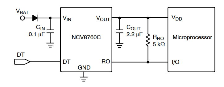 Applikations-Schaltungsdiagramm - onsemi NCV8760C LDO-Regler